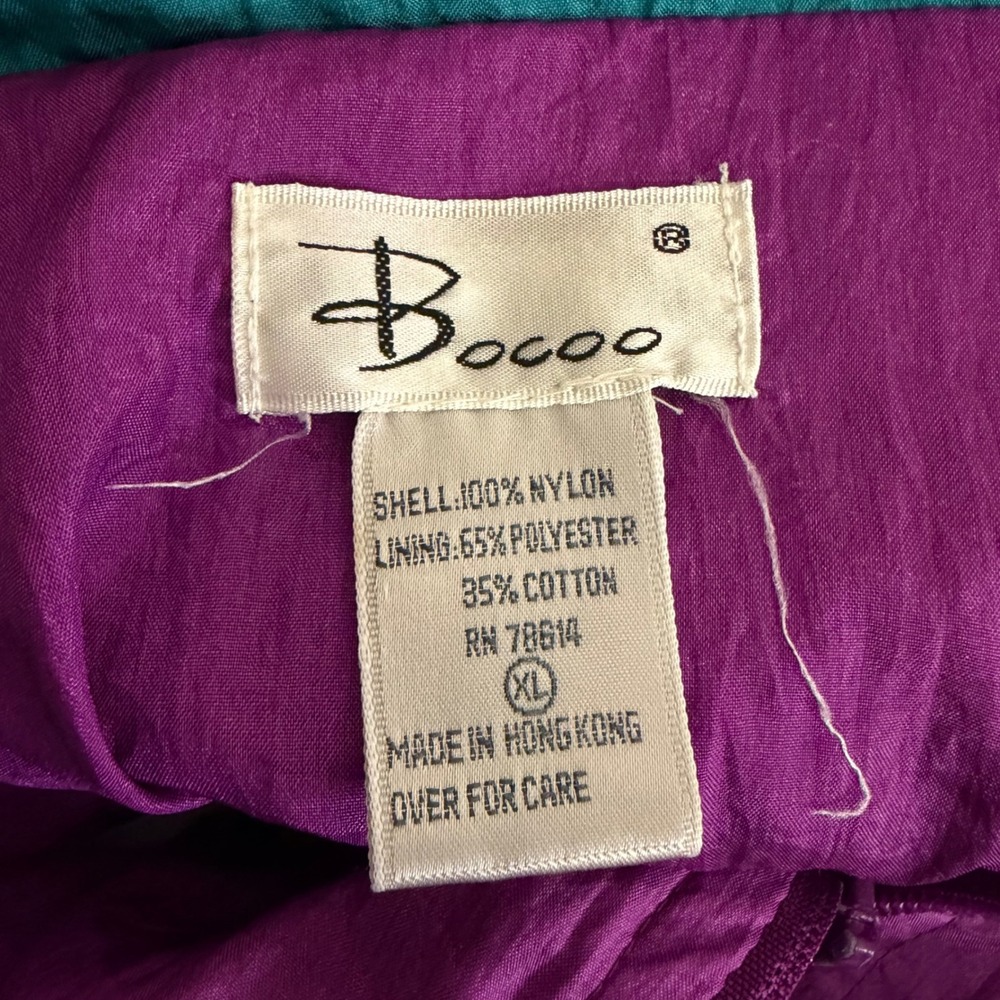 Vintage Bocoo Windbreaker Jacket Purple Teal Colorblock Chevron Retro 90s XL - Picture 5 of 5